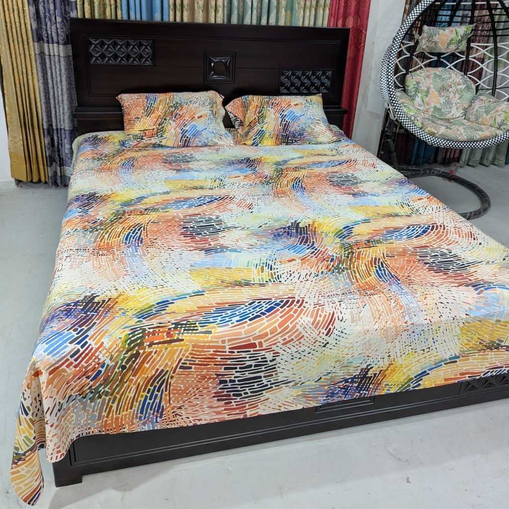 Premium 3D Satin Bedsheet with Two Pillow Covers 01